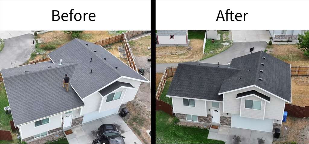 Residential roof before and after GoNano NuRoof Revive™ treatment