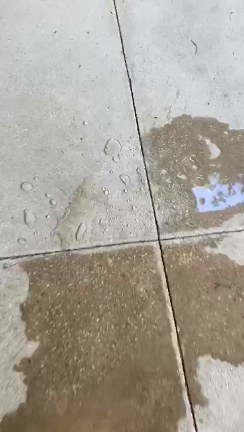 Water beading on treated stone or masonry surface